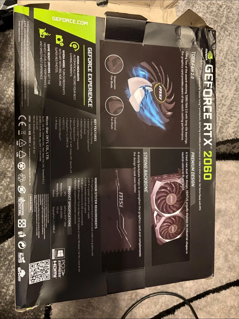 MSI Ventus XS RTX 2060 OC Edition Dual-Fan Graphics Card CIB - Fully Functional